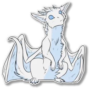 😕 adesivo, dragão, fofo, branco, fantasia, animal telegram sticker