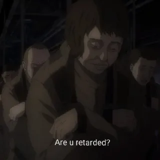 🤨 Are u retarded? offensant, insultant, langage offensant, insulte, dessin animé whatsapp sticker