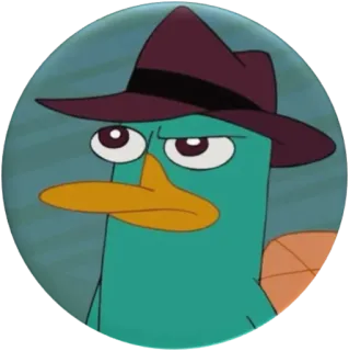 🤨 Perry the Platypus Phineas and Ferb ornitorinco, agente, cartone animato, cappello, animale whatsapp sticker
