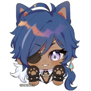 🐾 Kaeya Genshin Impact @HAWKS Kaeya, Genshin Impact, anime, chibi, cat, fanart telegram sticker