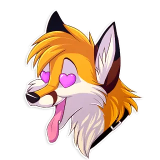 😍 renard, animal, amour, coeur yeux, dessin animé, poilu telegram sticker