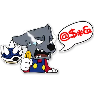 😱 @$*&a enojado, groserías, lobo, super mario, meme, groserías, cómic telegram sticker