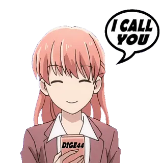 📲 I CALL YOU 애니메이션, 여자, 전화, 텍스트, 말풍선 telegram sticker