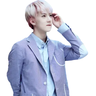 🤔 man, fashion, kpop, pink hair, suit, handsome whatsapp sticker