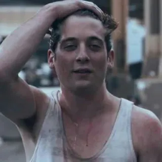 😃 man, wet hair, tank top, sweat, person, portrait telegram sticker