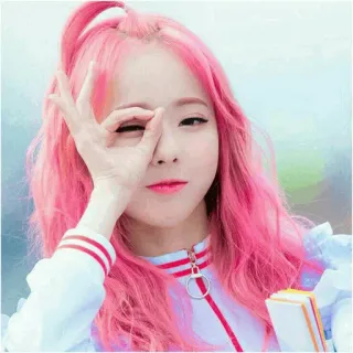 🍃 여자, 핑크머리, 인물사진, 여자, K팝, 아이돌, 귀여운 telegram sticker