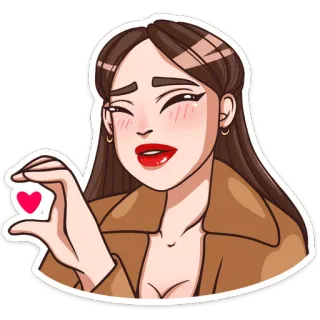 ❤️ cartone animato, donna, cuore, amore, amicizia, estetica whatsapp sticker