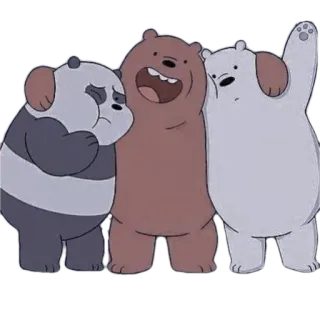 🙋‍♂️ ours, dessin animé, amitié, mignon, We Bare Bears, panda, grizzly, ours polaire telegram sticker