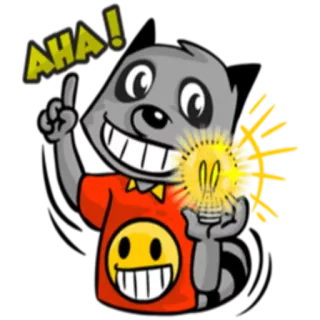 💡 AHA! Cartone animato, Lampadina, Idea, Eureka, Pensiero, Innovazione whatsapp sticker