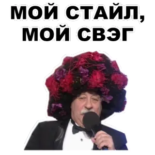 🌟 МОЙ СТАЙЛ, МОЙ СВЭГ gaya, keren, rusia, mikrofon, pria, topi telegram sticker
