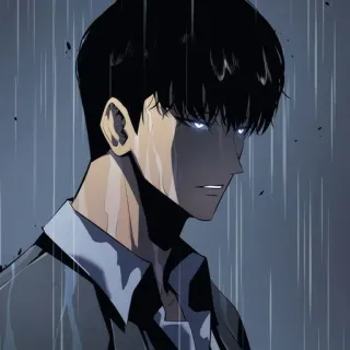 ♠️ Sung Jin-Woo Solo Leveling anime, manhwa, hunter, dark, rain whatsapp sticker