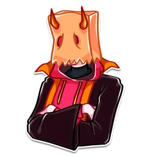🤐 Cartoon, Teufel, Papiertüte, Hoodie, Charakter, Sticker telegram sticker