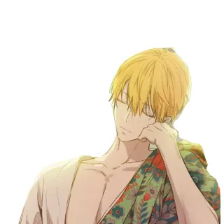 😴 masculino, hombre, kimono, anime, pegatina, pelo amarillo, manga telegram sticker