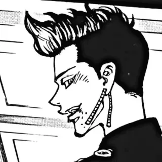 ❤️ anime, manga, character, earring, black and white telegram sticker