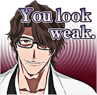 😈 Sosuke Aizen Bleach You look weak. Anime, Bösewicht, Brille, Grinsen, Du, Siehst, Schwach telegram sticker