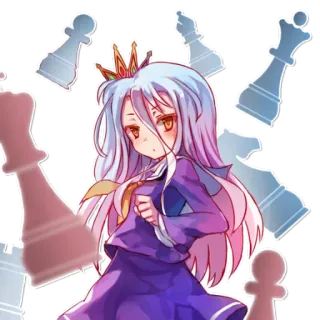 ‼ Shiro No Game No Life Anime, Shojo, Shogi, Dễ thương, Cờ vua, Vương miện, No Game No Life whatsapp sticker