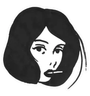 😒 femme, portrait, illustration, fumer, rétro, cheveux, visage whatsapp sticker