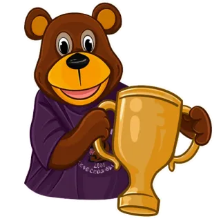 🏆 urso, mascote, troféu, desenho animado, animal, vencedor telegram sticker