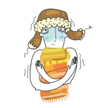 🥶 zima, zimno, szalik, czapka, zamrożony, kreskówka, osoba telegram sticker