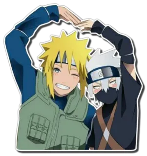 ❤ Minato Namikaze and Kakashi Hatake Naruto anime, naruto, cartoon, friends, cute, funny, kakashi, minato telegram sticker