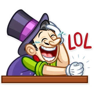 😂 LOL 笑, 大笑, 搞笑, 卡通, 高帽 telegram sticker