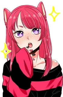 🤩 anime, girl, cat ears, pink hair, kawaii, manga, sparkle telegram sticker