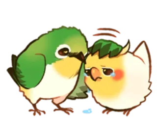 😫 pássaros, chorando, triste, fofo, animal, desenho animado telegram sticker