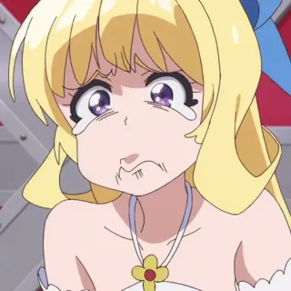 🗡 anime, cewek, menangis, sedih, pirang, karakter, kartun telegram sticker