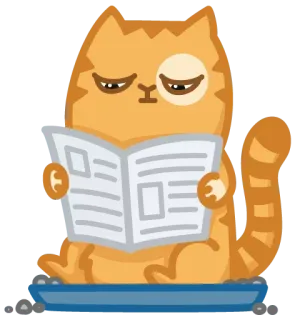 📰 кот, чтение, газета, животное, милый, домашнее животное, питомец telegram sticker