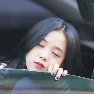 🦄 femme, dormir, portrait, voiture, intérieur, visage, coréen whatsapp sticker
