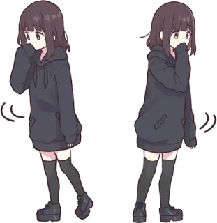 🤔 anime, girl, hoodie, cartoon, sticker, chibi telegram sticker