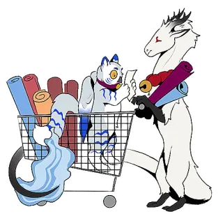 🛒 Shopping, Créatures fantastiques, Panier d'achat, Rouleaux de tissu whatsapp sticker