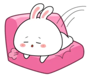 😭 토끼, 만화, 졸린, 소파, 분홍색, 귀여운, 동물 telegram sticker