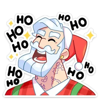 😀 Santa Claus HO HO HO Santa Claus, Navidad, Jo Jo Jo, Fiestas, Dibujos animados, Tatuaje telegram sticker