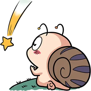 🌠 caracol, dibujo animado, lindo, estrella, sorpresa, anime whatsapp sticker