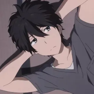 🖤 Anime, Garçon, Adolescent, Personnage, T-shirt Gris telegram sticker