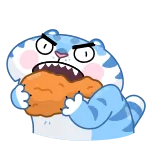 🍗 gato, comiendo, animal, dibujos animados, comida whatsapp sticker