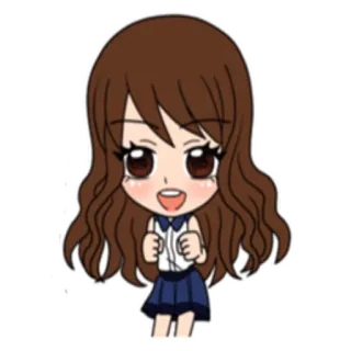 😃 мультфильм, аниме, девушка, чиби, милый, школьница, брюнетка telegram sticker