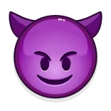😈 чёрт, эмодзи, фиолетовый, рога, зло whatsapp sticker