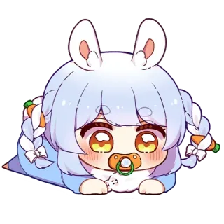 🍼 anime, rabbit, cute, chibi, pacifier, carrot, kawaii, baby whatsapp sticker