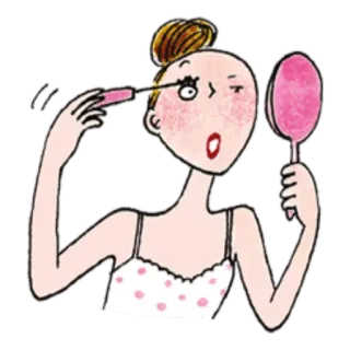 💇 женщина, макияж, косметика, красота, зеркало, ресницы, тушь telegram sticker