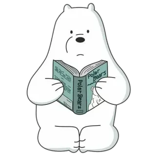 📚 Ice Bear We Bare Bears Polar Bears cartoon, bear, polar bear, reading, book telegram sticker