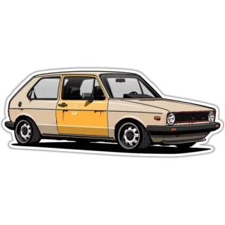 🚗 รถ, ยานพาหนะ, โฟล์คสวาเกน, กอล์ฟ, mk1, รถคลาสสิก, วินเทจ telegram sticker