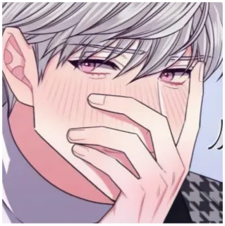 😚 Anime, Manga, Maschio, Rossore, Mano telegram sticker