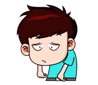 😵 Cartone animato, Ragazzo, Triste, Stanco, Personaggio, Espressione telegram sticker