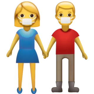 👫 Emoji, Pasangan, Masker, Bergandengan tangan, Hubungan, Perlindungan whatsapp sticker