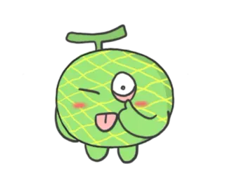 🍈 Melone, Cartoon, niedlich, Figur, zwinkernd, beleidigende Geste telegram sticker