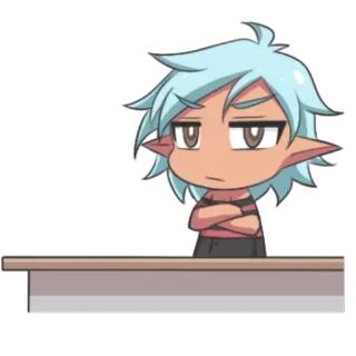 🍃 anime, elf, character, arms crossed telegram sticker