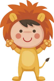 ♌ leeuw, dier, schattig, kostuum, kind telegram sticker