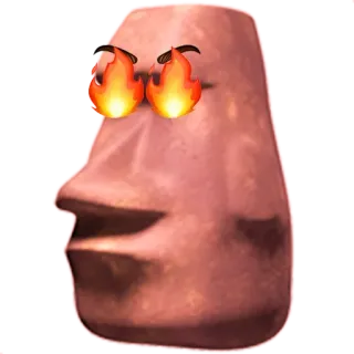 🗿 emoji, flamme, wütend, meme, stein Gesicht telegram sticker
